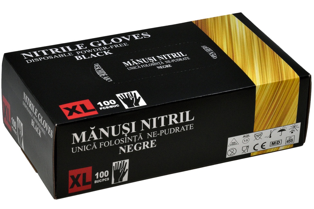 MANUSI NITRIL NEPUDRATE NEGRE XL (064) 100 BUC/CUT