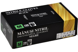 [302062] MANUSI NITRIL NEPUDRATE NEGRE M (062) 100 BUC/CUT